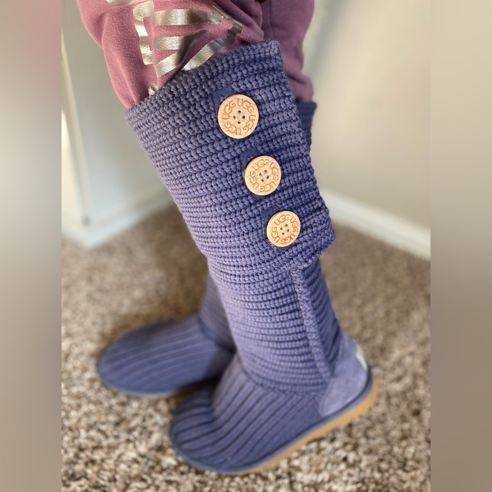 UGG Australia Purple Knit Tall Fold Over Boots 6 - Picture 15 of 15